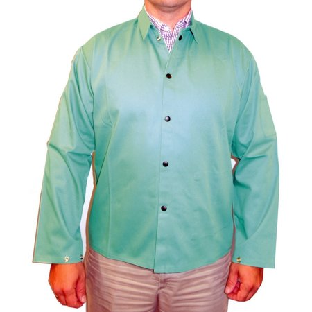 FR Cotton Welding Jacket, 9oz Green Sateen, Extra Large -  POWERWELD, PWGFRJXL